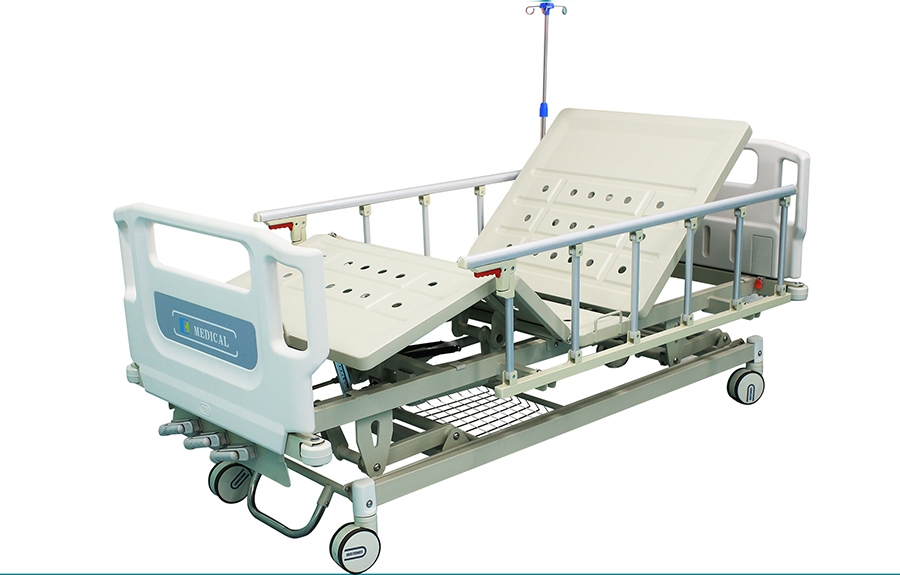 ABS掛式床頭沖孔三搖護(hù)理床(中控剎車)